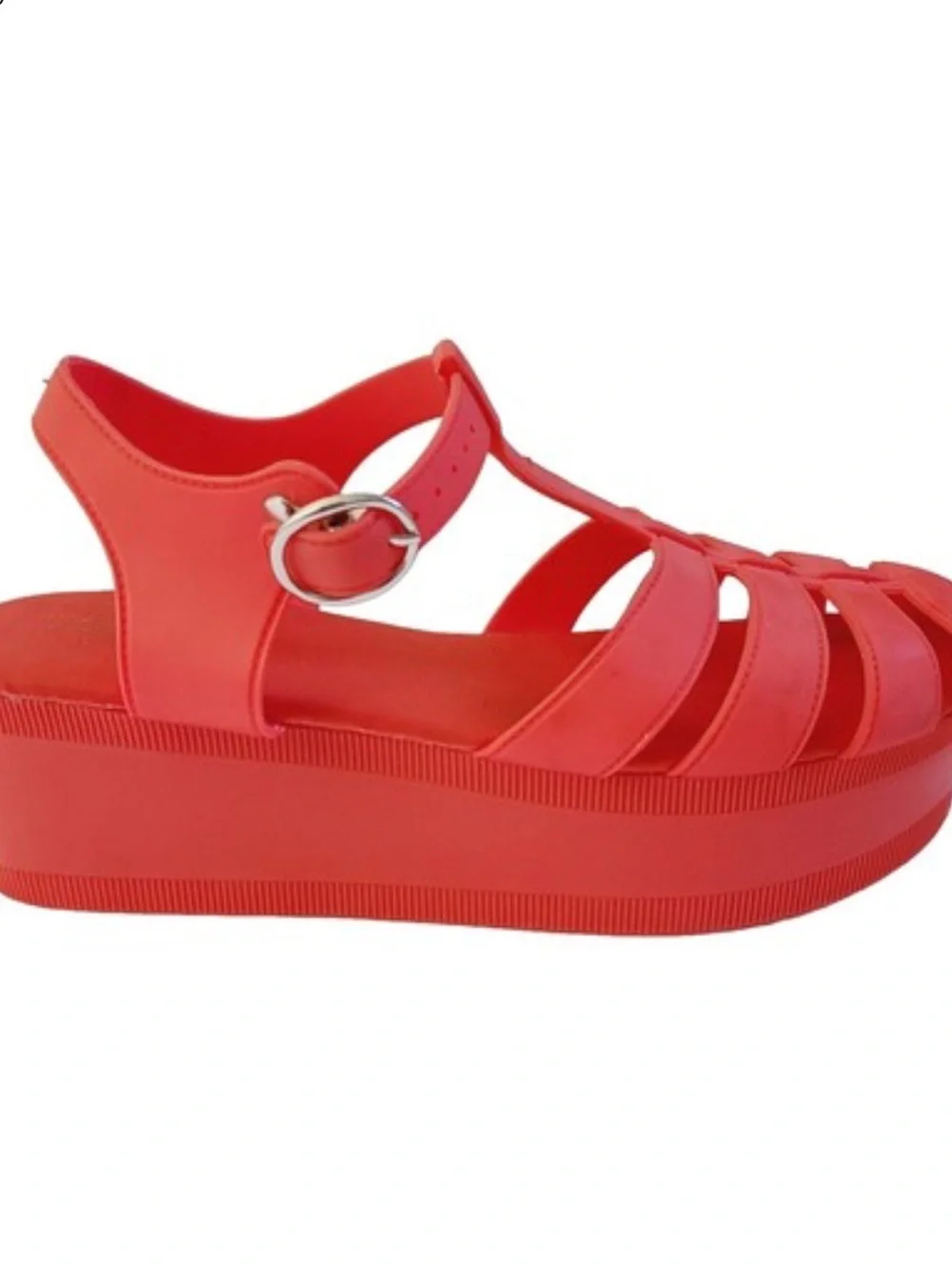 Jeffrey Campbell Platform Fishermen Jelly Sandal Red Size 6
